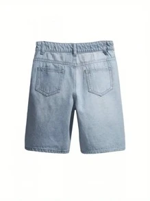 Men's Loose Fit Denim Shorts, Colorful Devil Faces Graphic, Streetwear Summer Casual Jeans