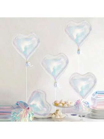 10 piezas de globos con forma de corazón de colores, adecuados para decoración de fiestas de aniversario, bodas, cumpleaños y compromisos - Decoraciones de fiesta de colores arcoíris de lujo para cumpleaños, bodas, Navidad, San Valentín