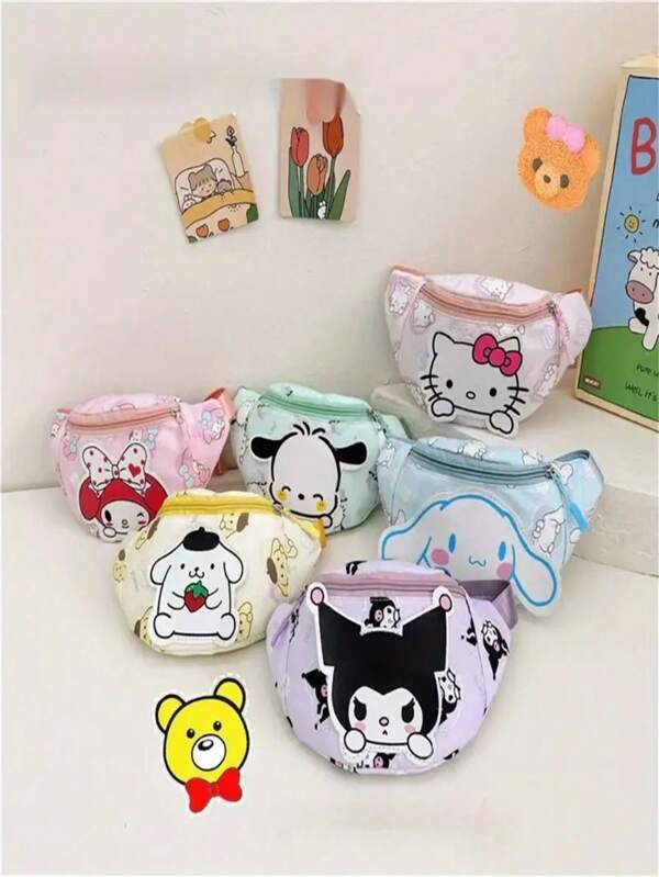 Sanrio Sanrio Characters Waist Bag, Chest Bag, Sakura Shoulder Bag, Dumplings Bag, Coin Purse, Travel Bag, Storage Bag - Portable, Lightweight, Hands-Free, Holds Coins, Lipstick, Phone, Earphones, Charger, Large Capacity