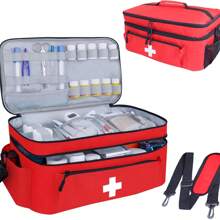 Bolsa Grande de Primeiros Socorros com Alça de Ombro, Caixa de Armazenamento de Suprimentos Médicos, Bolsa Organizadora de Emergência para Viagens, Adequada para Carro, Casa, Escritório, Ambiente Externo, Camping, Trilha