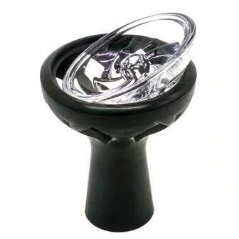 1pc Glass And Silicone Shisha Bowl Hookah Accessories, Suitable For Carbon Tray, Black Hookah Accessories