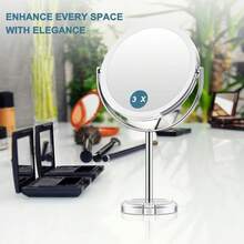 Espejo de maquillaje de escritorio de 8 pulgadas, espejo de maquillaje de doble cara 1x/3x, espejo de viaje giratorio de 360°, diseño desmontable, perfecto para maquillaje preciso y regalo, con opciones ajustables y no ajustables - Espejo de maquillaje de escritorio - Ver 3