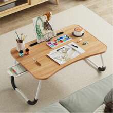 Laptop Bed Desk Tray Stand With Cup Holder/Drawer For Bed/Sofa/Study/Reading/Writing Low Sit Floor Large Portable Folding Leg Dining Table 2025 Model - Black - View 6