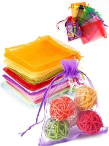50 Pcs Colorful Organza Bags, 7 X 9 Cm Organza Gift Bags Jewelry Organza Gift Pouch, Organza Candy Bags, Lavender Bags, Wedding Drawstring Bags For Women Storage Organizer Travel Essentials Back To School Dormitory Storage Fall Decor