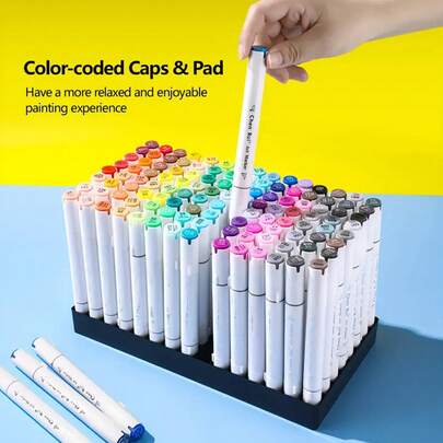 Cheng Rui Multi-Color Art Markers, 180/168/120/100/80/60/48 Colors Dual-Tip Permanent Art Markers With Chisel And Brush Tips, Professional Marker Set With Stand, Art Supplies For Artists, Adults, Coloring Books, Sketching, Illustration, Back To School - Refillable Ink