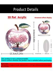 1 Piece 2D Illustration Acrylic Apple Shape Desktop Ornament Creative Painted Print Design Transparent Small Desktop Decoration, Suitable For Home And Office, Multifunctional Holiday And Daily Decoration, Perfect For Giving To Friends And Birthday Gifts Easter Gifts
