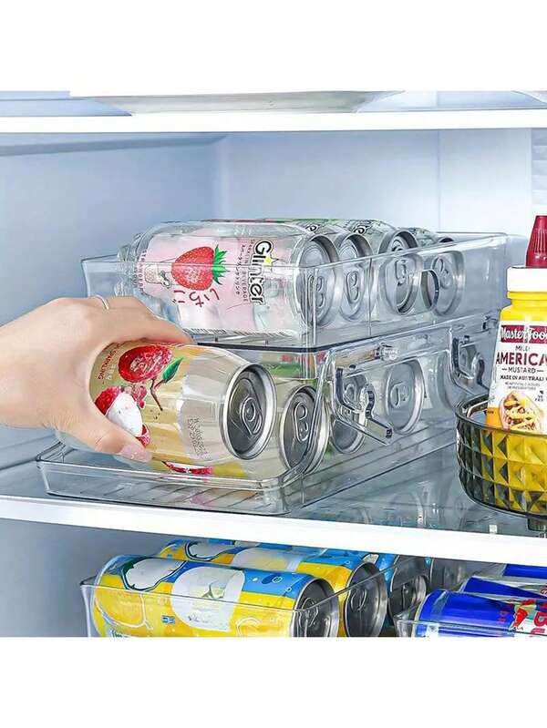 1pc Kitchen Storage Rack, Vegetable & Fruit Fridge Organizer Box, Beverage & Can Holder, Wine Rack