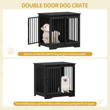 HaluPeit Dog Cage Furniture, 69 Cm Dog Crate, 2 Doors, Modern Indoor Dog Cage For Small/Medium/Large Dogs, Side Table, Dog Cage For Home 49 * 69 * 64.5 Cm, Black - Black - View 5