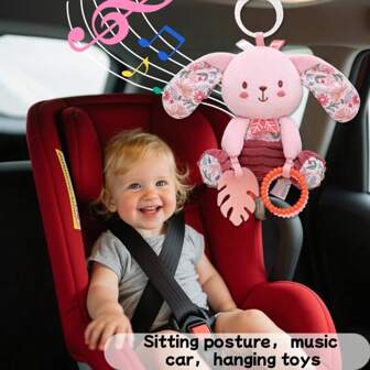 1pc Music Pull Bell Plush Rattle Doll, Baby Stroller Hanging Doll, New Born Gift