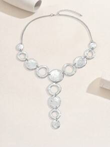 1 buc colier metalic lung în formă de Y, la modă, geometric, design personalizat european și american exagerat