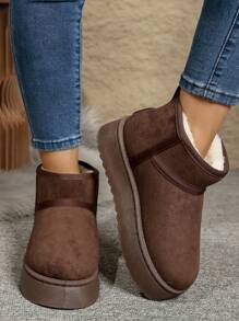 Classic Women Snow Boots With Warm Thermal Lined, Comfortable Padded Boots, Thick Sole, Fashion Brown/Coffee