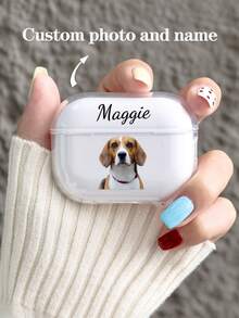 Customized Pet Animal Portrait Photo Cutout Transparent Earhook Case, Customized Apple Bluetooth Earphone Case With Photo Soft Shell, Anti-Scratch And Anti-Drop, Suitable For Dogs, Cats, Earphone Case 1st/2nd/3rd/3Pro Generation Compatible With IPhone - Clear - View 1