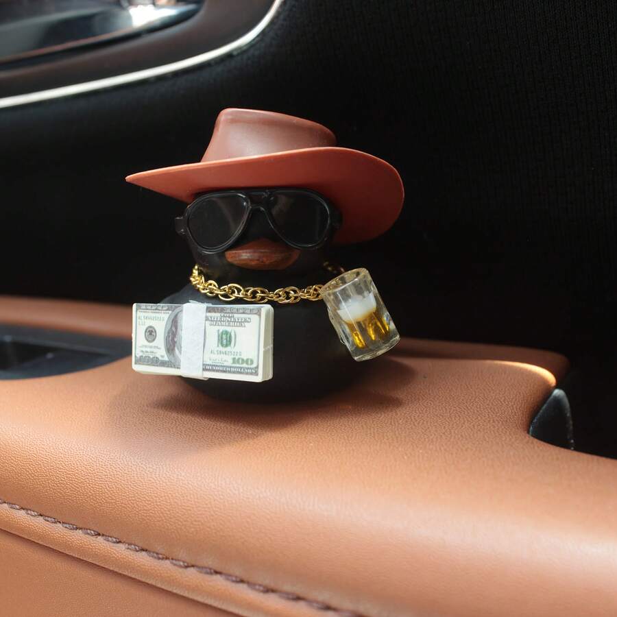 1PC Cute Black Rubber Duck Car Ornament, Home Party Car Center Console Decoration - Black - View 1