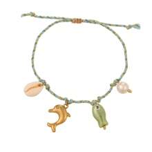 1 pieza Pulsera bohemia de estilo oceánico, creativa, de moda, de lujo elegante, de acero de titanio fino con forma de estrella de mar, delfín, concha, pez de cerámica y piedra natural irregular trenzada, como regalo para dama, hermana, pareja, para uso diario, citas, fiestas, vacaciones, verano, playa, de tamaño ajustable