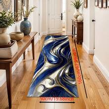 1 Stück goldene Samt Blau Abstrakte Kunst Flur Matte, Luxuriöser dekorativer Wohnzimmer Teppich, Weiche bequeme Lässig Laufmatte rutschfest waschbar Küchenboden Matten, Rutschfest Diatomit Küchenteppich, Küchenmatten - Verschiedenfarbig - Übersicht 23