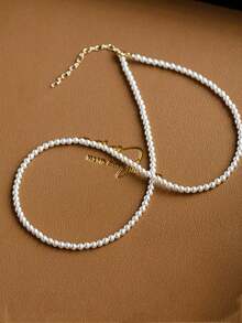 1 chiếc vòng cổ ngọc trai giả 4mm, vòng cổ choker nhỏ nhắn cao cấp tối giản dành cho phụ nữ, phụ kiện thời trang thanh lịch cho hoạt động ngoài trời, tiệc tùng, mặc hàng ngày - nhiều màu - Xem 6
