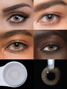 Lalens Lalens 1 par de lentes de contacto de colores con colores naturales y brillantes, lentes cosméticos desechables de 14,2 mm con una duración de 1 año, lentes de contacto color avellana Aurora