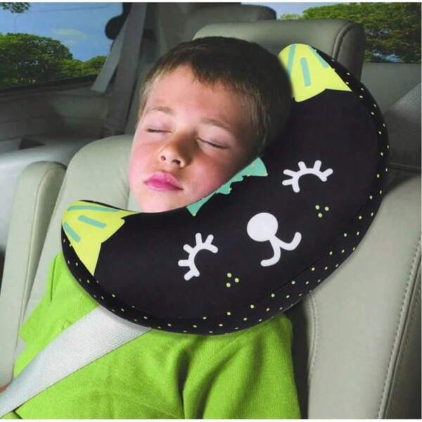 1 pieza Almohada de seguridad pequeña de 26CM, Funda para cinturón de seguridad y hombro, Almohada para el cuello para viajes en coche, Almohada de apoyo para el cuello para niños