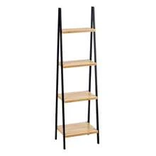 Estantería de baño tipo escalera, 4 estantes, bambú, pino natural negro, 40 x 109,3 x 30 cm - Negro - Ver 1