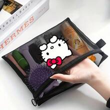 Sanrio 1-3 Stücke/Set Hello Kitty Reise Make-up Tasche, großer Kapazität leichte Kulturtasche Bad Dusche Tasche, multifunktionale Kosmetik Organizer, süße Geldbörse Etui mit Reißverschluss, tragbare Kosmetikpinsel Aufbewahrungsclutch, Kawaii Aufbewahrungsbox Reise Essentials Tasche für Schule Urlaub Schulanfang Reisebedarf Tasche für Frauen