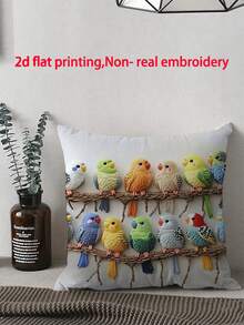 1 Piece Modern Tiger Stripe Parrot Pet Bird Design Polyester Pillowcase, Machine Washable With Zipper Closure, Woven Decorative Sham Suitable For Various Rooms - Holiday Home And Bedroom Decor (Pillow Insert Not Included) - No Embroidery - Multicolor - View 2