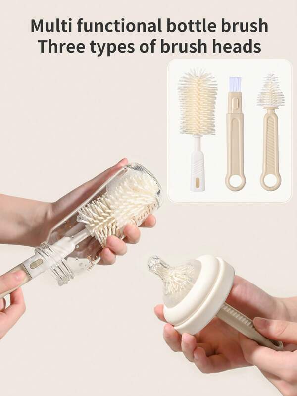 Escova de Mamadeira de Silicone para Bebê, Ferramenta para Limpeza de Chupeta, Escovas para Bicos e Conjunto de Limpeza de Copos