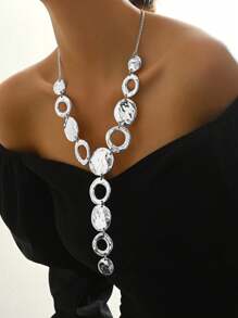 1 buc colier metalic lung în formă de Y, la modă, geometric, design personalizat european și american exagerat