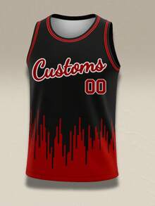 Customized Men & Youth Double-Sided Basketball Jersey, Personalized Team Name & Number Performance Vest Summer Sports - Red - View 2
