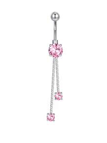 Set de 5 piezas de 14g de barras de ombligo de acero inoxidable con aros colgantes de ombligo para mujer, joyería de perforación con colgantes de corazón, flor y mariposa en plata y oro