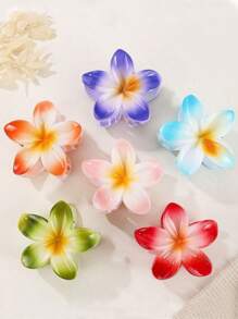 مشبك شعر 1 قطعة مزين بزهرة الفرانجيباني متعددة الألوان، مناسب للرحلات البحرية، الإطلالات اليومية، هدايا إكسسوارات الشعر، مشابك شعر أنيقة، أغراض المدرسة والجامعة، إكسسوارات الخريف والشتاء للإطلالات في العطلات للمرأة