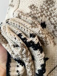 Autumn/Winter Casual Geometric Pattern Cardigan With Horn Buttons - Multicolor - View 5