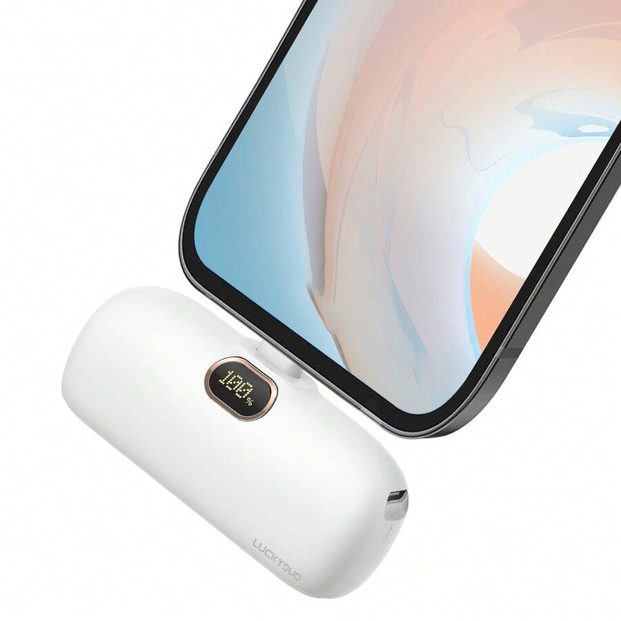 Tương thích với I-Phone14/13/12/11, Bộ sạc di động Tương thích với iPhone, Pin dự phòng mini 5000mAh Sạc nhanh, Bộ pin nhỏ gọn có màn hình LED Tương thích với I-Phone 14/14 Pro Max/13/13 Pro Max/12/12 Pro/11/X/8/7 Thích hợp cho kỳ nghỉ hè Du lịch ngoài trời/Cắm trại và Nguồn điện dự phòng khẩn cấp Quà tặng cho gia đình, bạn bè, Màn hình hiển thị nguồn điện sinh nhật - trắng - Xem 1