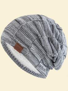JZML 1件字母裝飾軟款戶外滑雪針織毛帽，附內裡，秋季穿搭 - Fashion Beanie - 查看 20