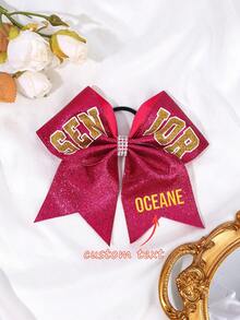 1pc Custom Sequin Glitter Cheerleading Cheer Bow Personalized Bows Hair Tie With Team Name On Tail For Kids Cheer Hair Accessoreisback To School Winter Gift Ideas Boy Girl Valentine's Day - Custom Glitter Hair Bow - View 8