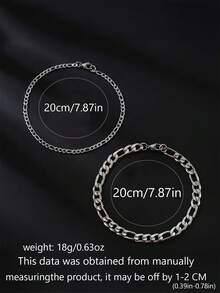 2 件/套男士不锈钢不褪色重磅多层时尚马衔索手链套装，男士时尚配饰套装，日常佩戴腕饰，适合送给男朋友、朋友、父亲 - 銀色 - 查看 8