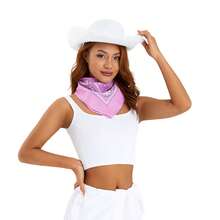 Womens Cowboy Hat, Adult Solid Color Furry Trim Wide Brim Hat Female Cap For Dating Party - White - View 10