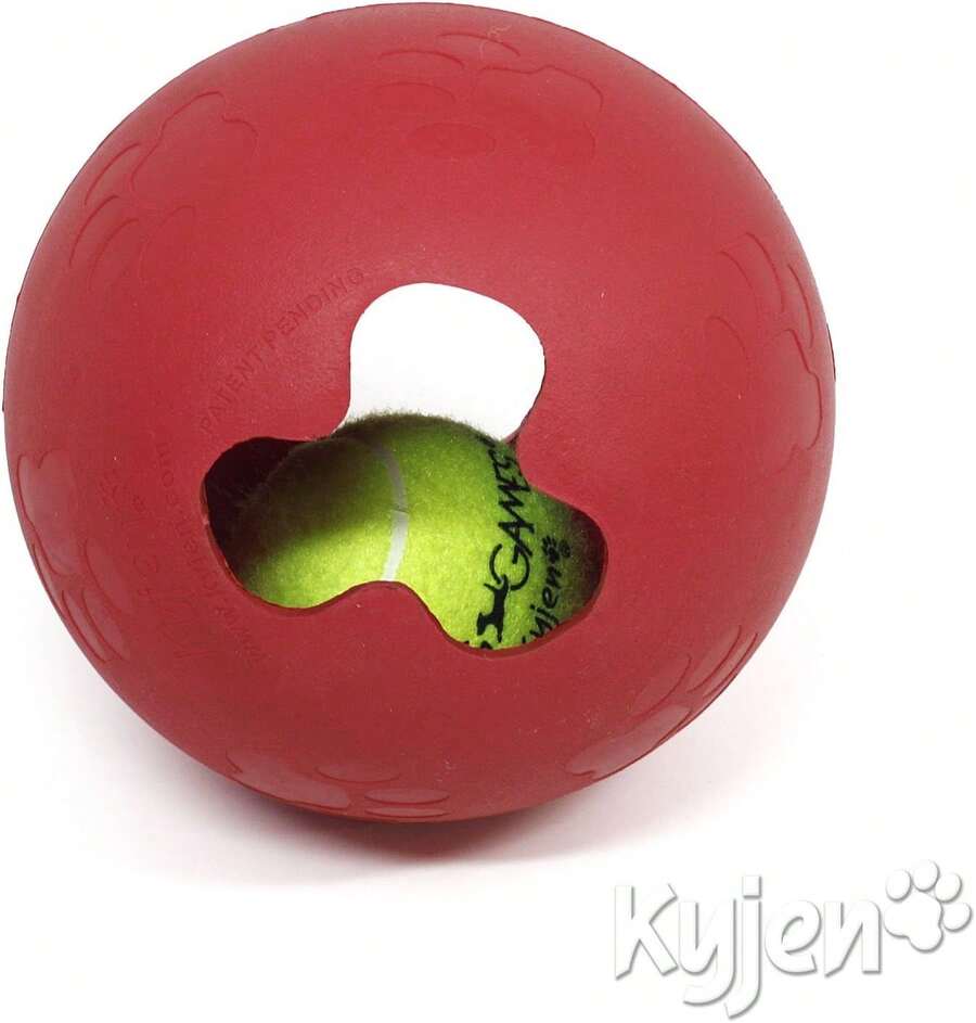 Outward Hound Kyjen 2452 Ball-In-Ball Dog Toy Interactive Puzzle Rubber Tennis Ball Dog Toy, Large, Red - 1 - Xem 1