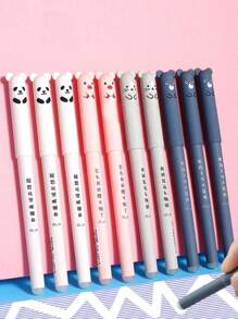 4pcs Pens With 20pcs Refills, Needle Tube, 0.35mm Cartoon Animal Themed Erasable Gel Pen Set