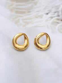 1 paire de boucles d'oreilles en métal circulaires ajourées à la mode pour femmes, boucles d'oreilles de fête élégantes minimalistes vintage et personnalisées