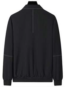 男士休闲翻领修身夹克，韩版时尚，秋季 - 黑色 - 查看 4