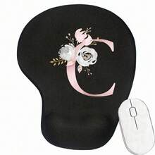 Pink Flower Letter Wrist Rest Mouse Pad Comfortable Hand Rest Support Non Slip Mice Mat Soft Pink Mouse Mat Deskpad For PC Laptop Computer - Black - View 16