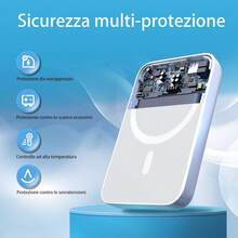 Wireless Magnetic Power Bank, 5000mAh Compact Battery Pack For Magsafe Powerbank, 20W Fast Charging Portable Charger, High-Speed Wireless Powerbank Compatible With Iphone16 15 14 13 12 Plus Pro Max Mini Series Suitable For Summer Holiday Outdoor Travel/Camping And Hand Free Emergency Backup Mobile Power Supply Gifts For Family, Friends, Birthday Magnetic Wireless Nan - 藍色的 - 查看 2
