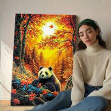 1pc RICUVED Diamond Art Painting Kits For Adults, Panda Painting Kits Animal Diamond Art Kit For Beginner, Diamond Painting Full Round Drill Art And Crafts For Gift Decor Wall Art Canvas Poster Framed - Wrapped Framed Canvas, Vertical - Khung vải - Xem 5