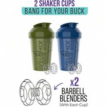 2-Pack 20oz Protein Shaker Bottles With 2 Stainless Steel Whisk Balls - Leakproof Gym/Workout/Travel Shaker Cups For Protein Powder, Meal Replacement & Smoothies (Green & Black) - Green / Blue - View 3
