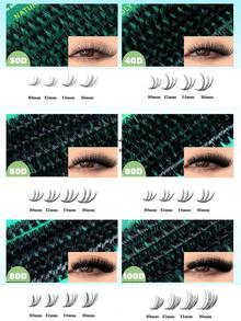 MEM 270/290/300Pcs D Curl DIY Lash Set With Full Tools, Portable Individual Cluster Lashes For Beginners, Multi-Scene False Eyelashes For Daily, Wedding & Holiday Party, Nice Gift Option - Black - View 6