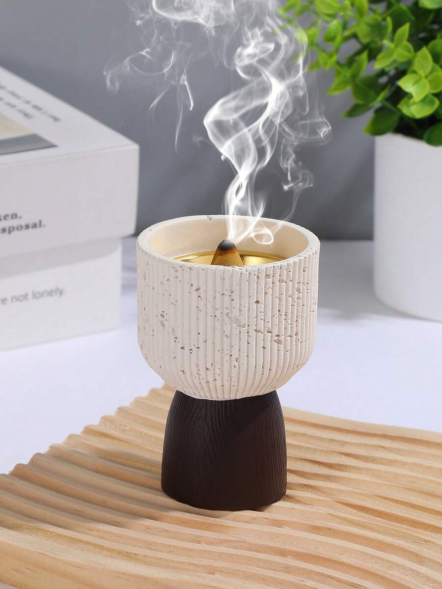 1件小巧精緻極簡條紋樹脂香爐,適合節日裝飾、瑜伽空間擺飾與香氛擴香,適合作為返校禮物、紀念品、節日禮物與客廳裝飾,送給女性與親密好友的冬季佳禮 - 彩色 - 查看 1