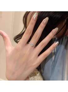 Luxury Flashy Moissanite Ring With Micro Pave Setting, Elegant & Unique Pigeon Egg Design, Fashion Lady Ring