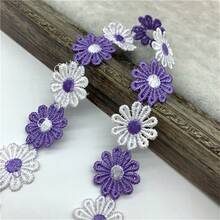 1 yarda 25mm Lindo de encaje con flores de margarita coloridas para tejer cinta bordada de boda DIY hecha a mano con parches, suministros de costura, manualidades - Elige colores - Ver 19