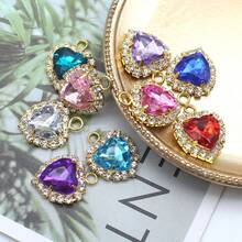 10入組彩色閃亮水晶鑲嵌胸針配件1.77*0.98英寸,貴族風水晶胸針吊墜,diy婚禮請柬、酒杯、禮品盒創意裝飾