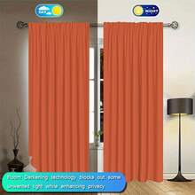 2 piezas Cortinas semitransparentes con patrón naranja, diseño moderno para todas las estaciones, 100% poliéster, filtra la luz, con ojales, fácil de colgar, adecuado para cocina, lavandería, dormitorio, estudio, sala de estar - Naranja - Ver 3